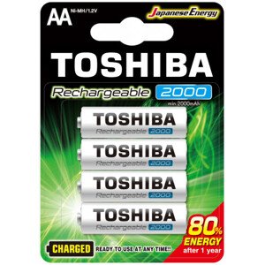 Ceruzová batéria AA (LR6), 1,2 Volt, 4 kusy, odolná, batéria, dobíjateľná, 2000mAh, High Power, TOSHIBA