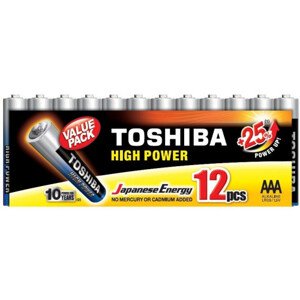 Ceruzová batéria AAA (LR03), 1,5 Volt, 12 kusov, odolná, batéria, High Power, TOSHIBA