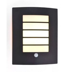 LED svetelné telo, stenové, s pohybovým snímačom, s päticou E27, tmavosivé, vonkajšie, IP44, LUTEC, SLIM