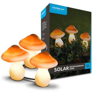 LED lampová súprava na dekoráciu, 3 kusy, solárna, hríb, teplá biela, IP44, Modee
