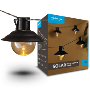 LED svetelný reťazec, solárny, lampionový, 10 LED, 4,7 m, teplá biela, IP44, Modee