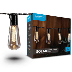 LED svetelný reťazec, solárny, vo forme filamnetu, 10 LED diód, 4,7 m, teplá biela, IP44, Modee