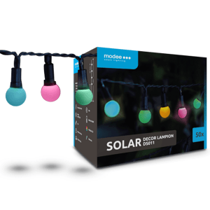 LED svetelný reťaz, solárny, 50 LED, 7,9 m, farebný, IP44, Modee