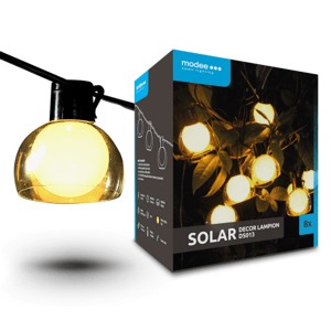 LED svetelný reťaz, solárny, lampiony, 8 LED diód, 4,4 m, teplá biela, IP44, Modee