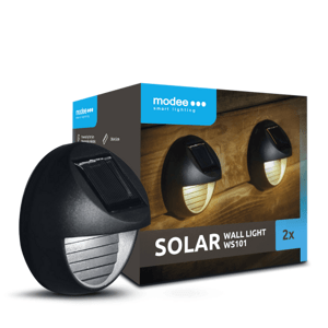 LED svietidlová súprava, 2 kusy, solárne, na stenu, osvetlenie schodiska, teplá biela, vonkajšie, IP44, Modee