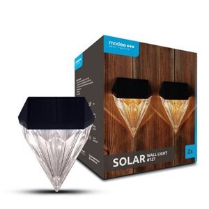 LED svetelný set, 2 kusy, solárne, bočné stenové, teplé biele svetlo, vonkajší, IP44, Modee, WS127